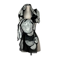 Black on White Flower Scarf